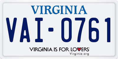 VA license plate VAI0761