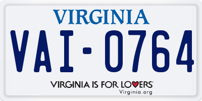 VA license plate VAI0764