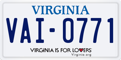 VA license plate VAI0771