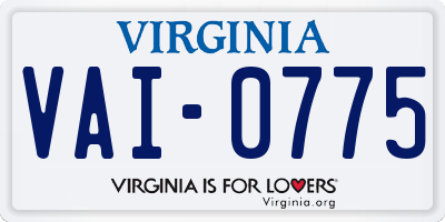 VA license plate VAI0775
