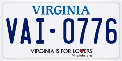 VA license plate VAI0776