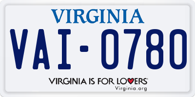 VA license plate VAI0780