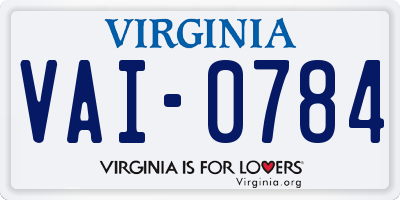 VA license plate VAI0784