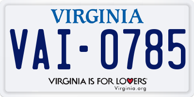 VA license plate VAI0785