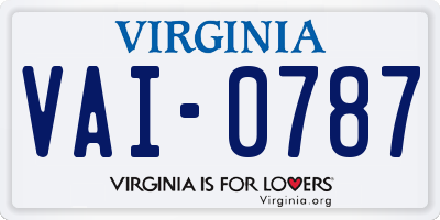 VA license plate VAI0787