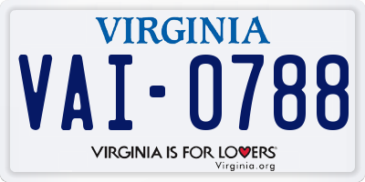 VA license plate VAI0788