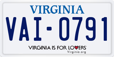 VA license plate VAI0791