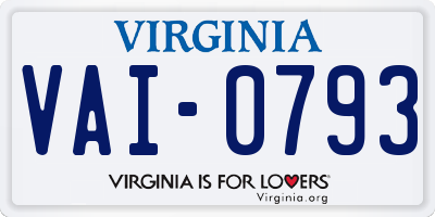 VA license plate VAI0793