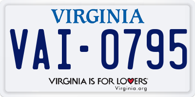 VA license plate VAI0795
