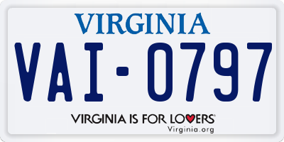 VA license plate VAI0797