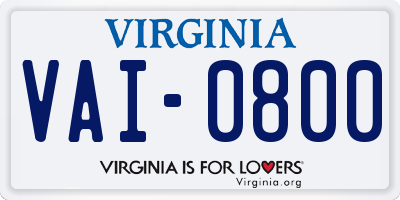 VA license plate VAI0800