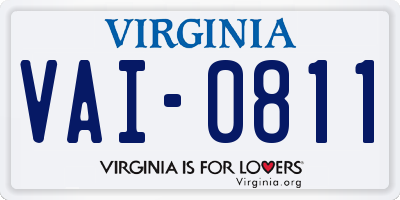 VA license plate VAI0811