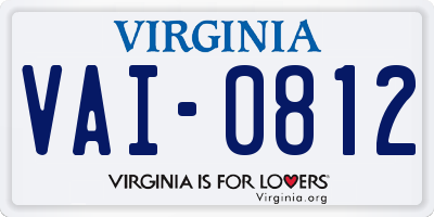 VA license plate VAI0812
