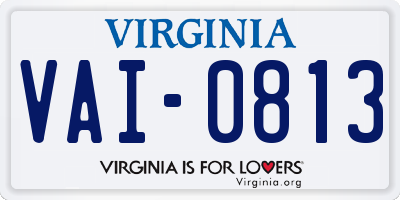 VA license plate VAI0813