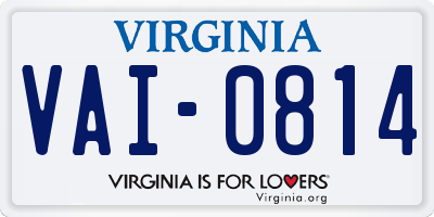 VA license plate VAI0814