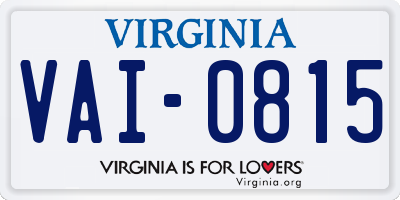VA license plate VAI0815