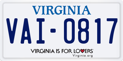 VA license plate VAI0817