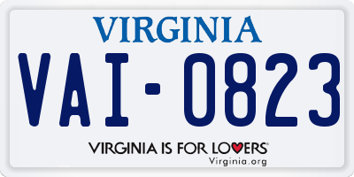 VA license plate VAI0823