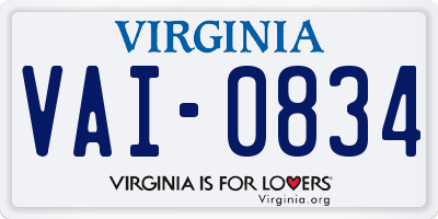 VA license plate VAI0834