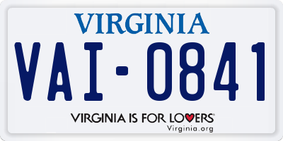VA license plate VAI0841