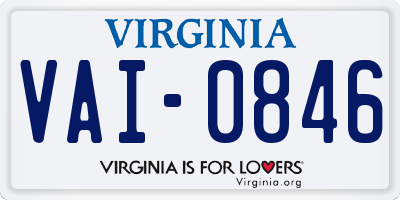 VA license plate VAI0846
