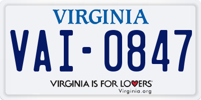VA license plate VAI0847