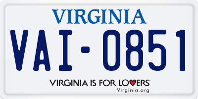 VA license plate VAI0851