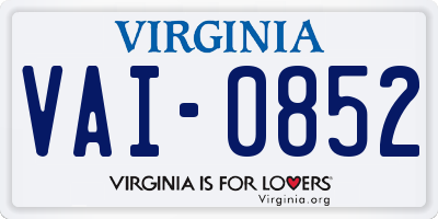 VA license plate VAI0852