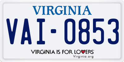 VA license plate VAI0853