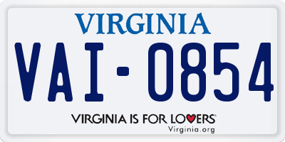 VA license plate VAI0854