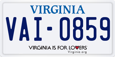 VA license plate VAI0859