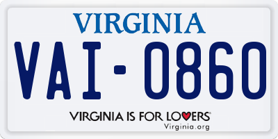 VA license plate VAI0860