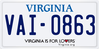 VA license plate VAI0863