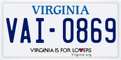 VA license plate VAI0869