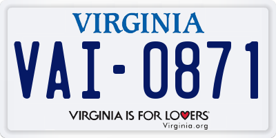 VA license plate VAI0871