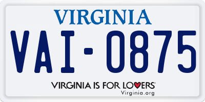 VA license plate VAI0875