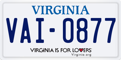 VA license plate VAI0877