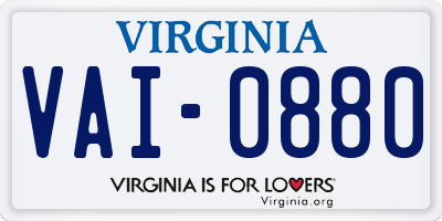 VA license plate VAI0880