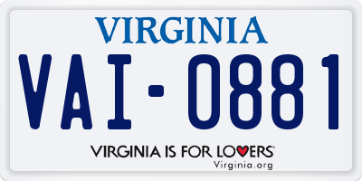 VA license plate VAI0881