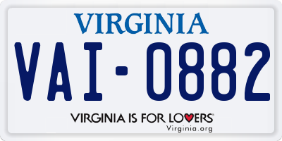 VA license plate VAI0882