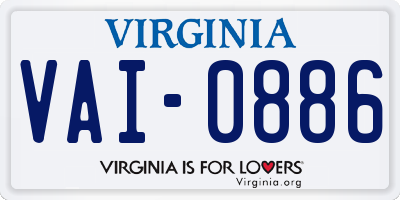 VA license plate VAI0886