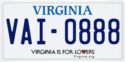 VA license plate VAI0888