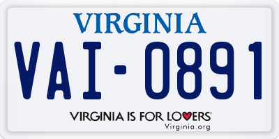 VA license plate VAI0891