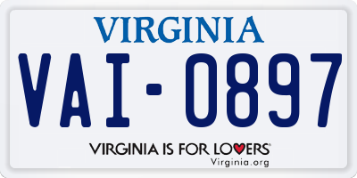 VA license plate VAI0897