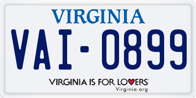 VA license plate VAI0899