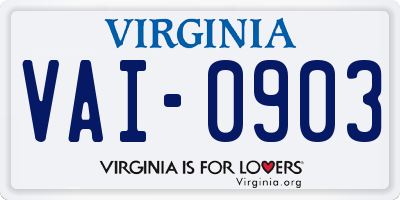 VA license plate VAI0903