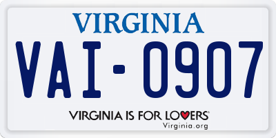 VA license plate VAI0907