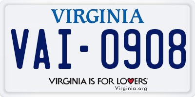 VA license plate VAI0908