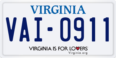 VA license plate VAI0911