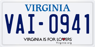 VA license plate VAI0941